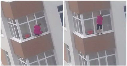 Відчайдушна домогосподарка: полізла мити вікна на карниз п’ятого поверху