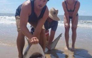 Дві години боролася з двометровою акулою (відео)