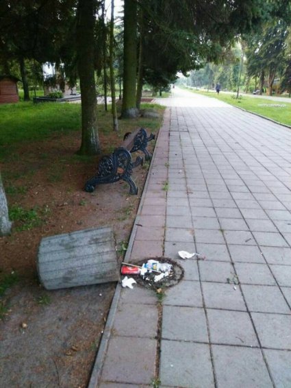 У Луцьку неадекватні молодики наробили безладу у центральному парку (фото)