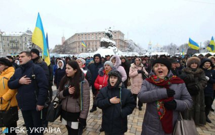 Гімн України на Софіївській площі об'єднаний Собор