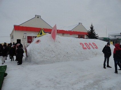 16-метрову свиню зліпили зі снігу на Одещині (фото)