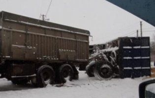 Тонни кукурудзи на дорозі : на Миколаївщині перевернувся причіп вантажівки