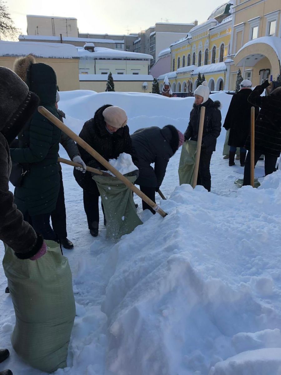 вчителі збирають сніг