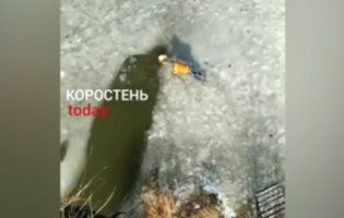 На Житомирщині школяр кинувся рятувати пса, який провалився під лід (відео)