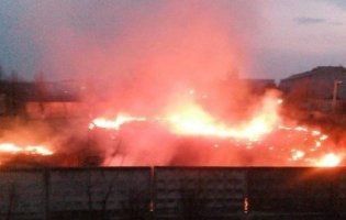 З’явилися фото охопленого полум’ям стадіону в Луцьку