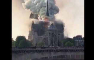 У палаючому Соборі паризької Богоматері обвалився шпиль (відео)