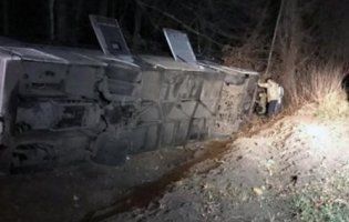 Перекинувся пасажирський автобус, яким кермував волинянин (фото)