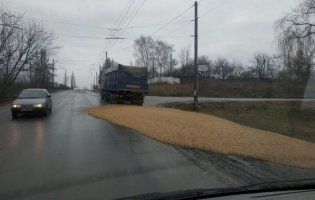 У Луцьку водій вантажівки лишив на дорозі майже 20 тонн жому (фото)