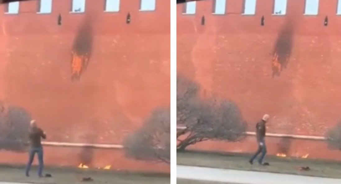 У росії чоловік кинув «коктейль Молотова» у стіну кремля