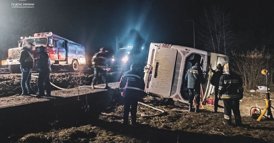 На Тернопільщині перекинувся автобус з Буковеля: є загиблі й поранені