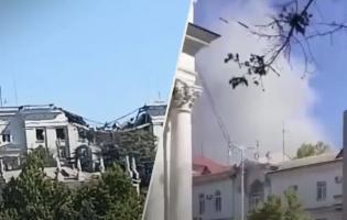 Перші кадри прильоту по штабу Чорноморського флоту