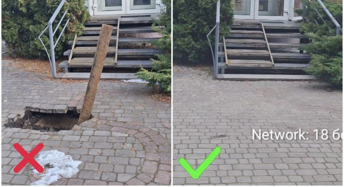 У центрі Луцька - провалля на тротуарі