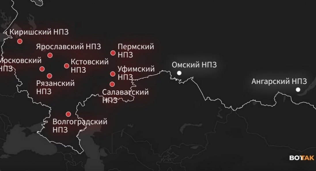 У росії залишилися лише два великі НПЗ, до яких не долітали безпілотники